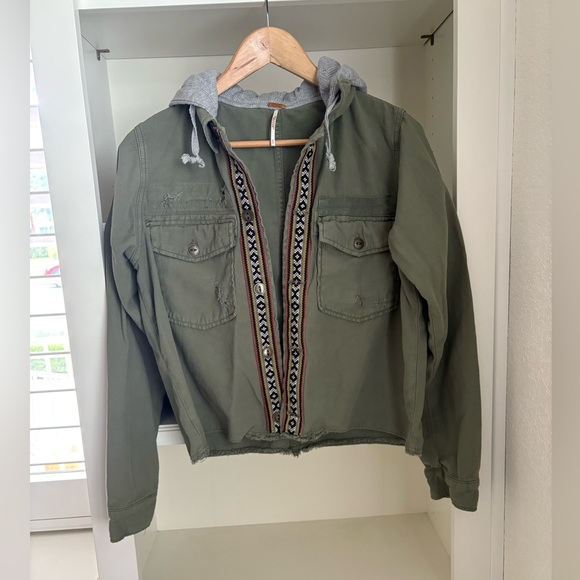 Free People Jackets & Blazers - Free People Weekend Wanderer Military Jacket w/Hoodie in Moss   Sz: S